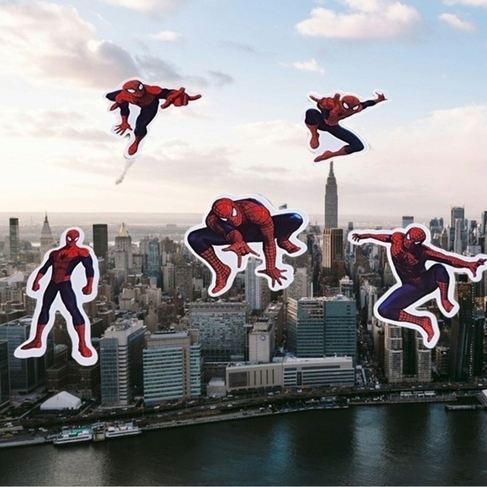 Marvel Spider-Man Sticker Set Unisex Action Pose Superhero Decals Red OS